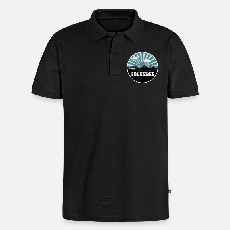 Bodensee Blue Hour Skyline - Männer Premium Bio Polo Shirt - Schwarz