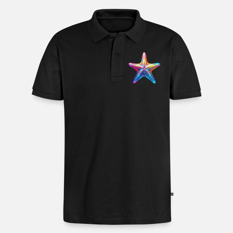 Seestern - Männer Premium Bio Polo Shirt - Schwarz