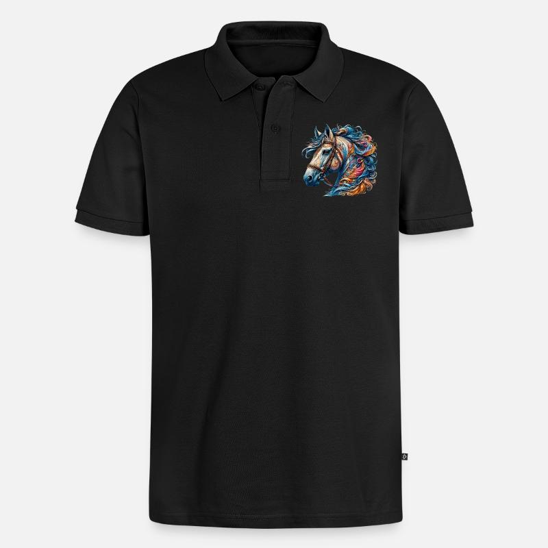 Pferd - Männer Premium Bio Polo Shirt - Schwarz