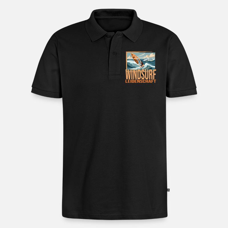 Windsurf Leidenschaft - Männer Premium Bio Polo Shirt - Schwarz
