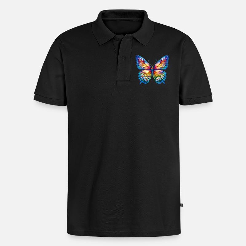 Schmetterlingsblumen Gänseblümchen Gänseblümchen - Männer Premium Bio Polo Shirt - Schwarz