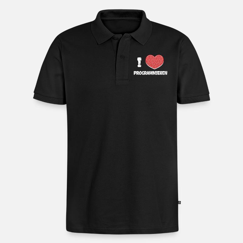 Developer Herz Programmierer Statement Informatik - Männer Premium Bio Polo Shirt - Schwarz