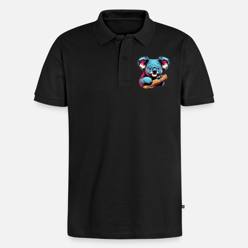 Koala - Männer Premium Bio Polo Shirt - Schwarz