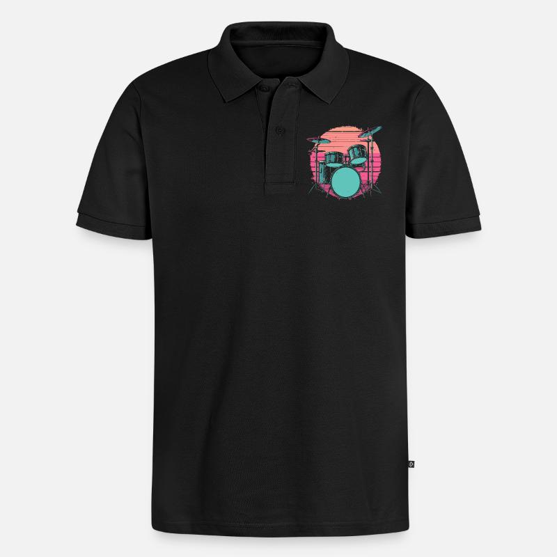 Batterie Synthwave - Polo bio Premium Homme - noir