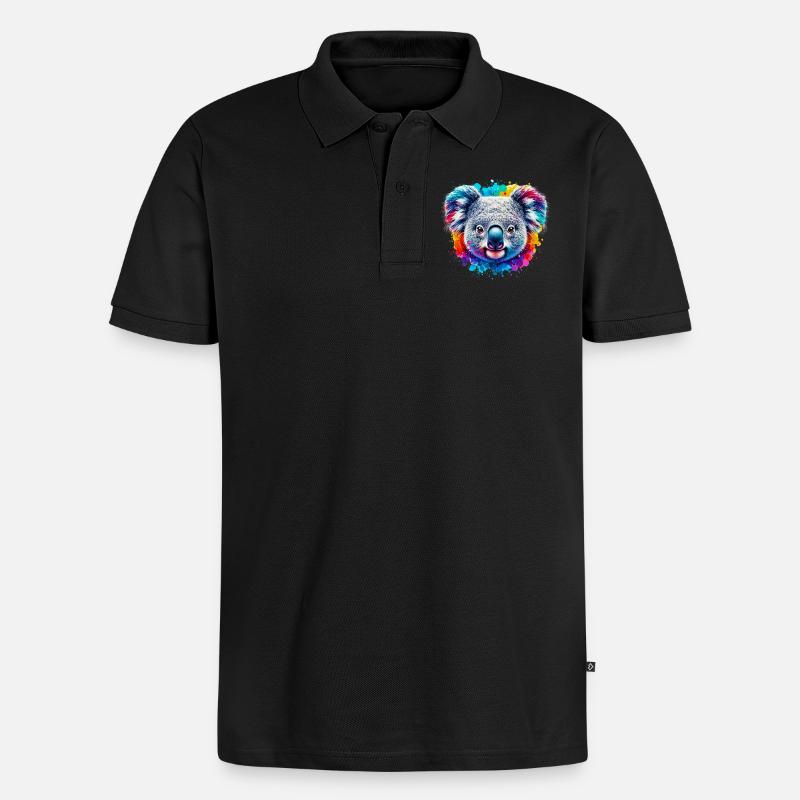 Koala - Männer Premium Bio Polo Shirt - Schwarz