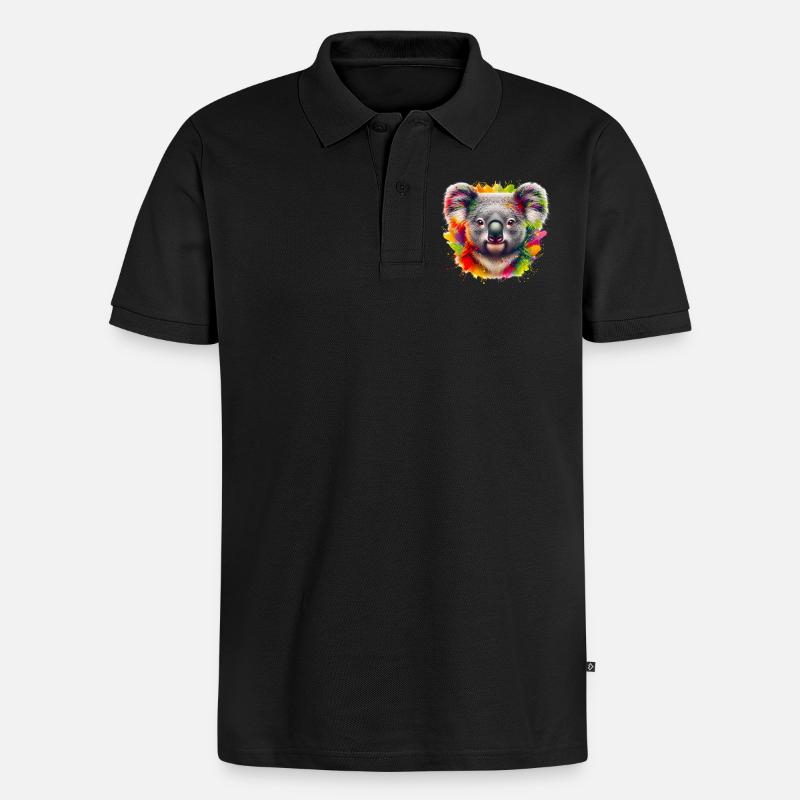 Koala - Männer Premium Bio Polo Shirt - Schwarz