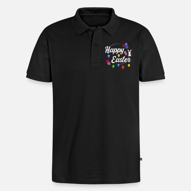 Happy Easter - Männer Premium Bio Polo Shirt - Schwarz