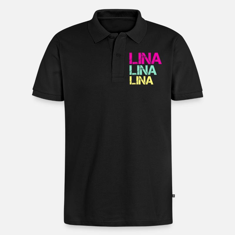 Triptyque néon LINA - Polo bio Premium Homme - noir