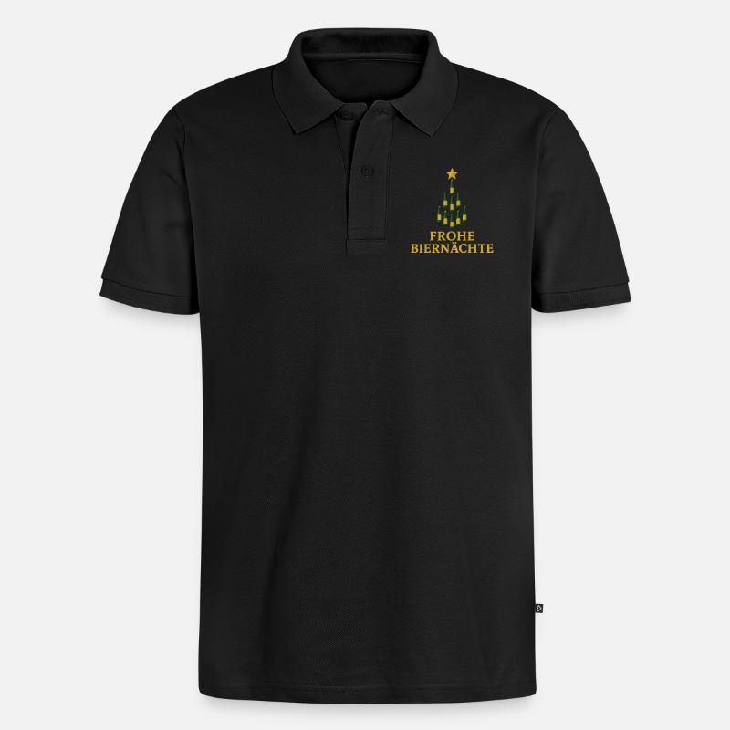 Frohe Biernächte Bier Weihnachtsbaum - Männer Premium Bio Polo Shirt - Schwarz