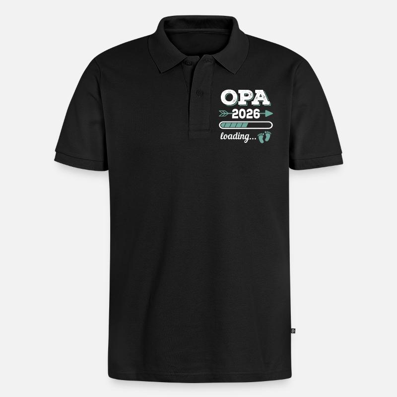 Opa 2026 Loading Werdender Großater Geschenkidee - Männer Premium Bio Polo Shirt - Schwarz