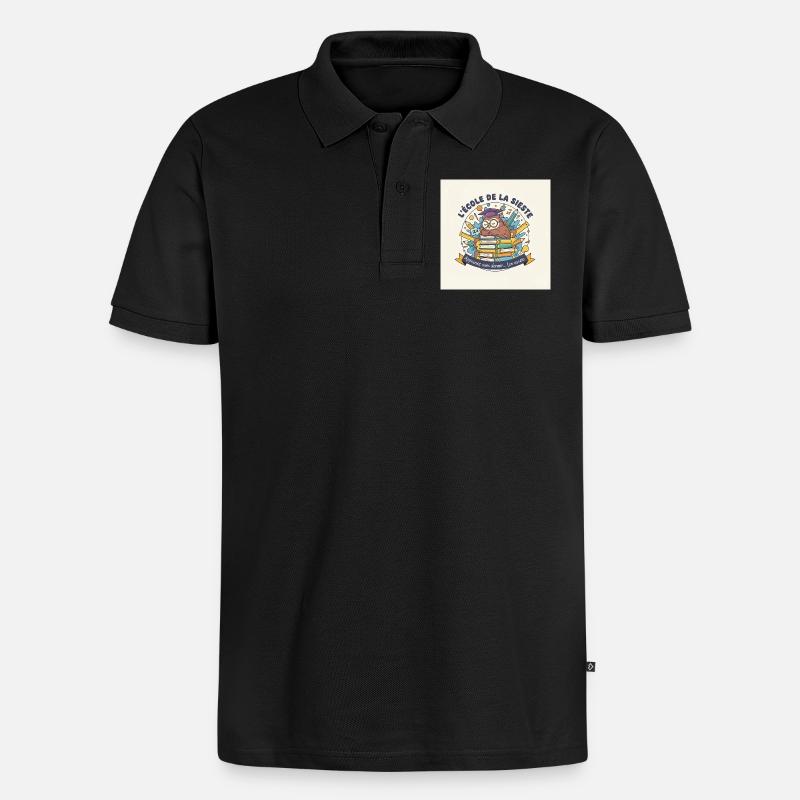Schule der Eule Nickerchen Schüler - Männer Premium Bio Polo Shirt - Schwarz