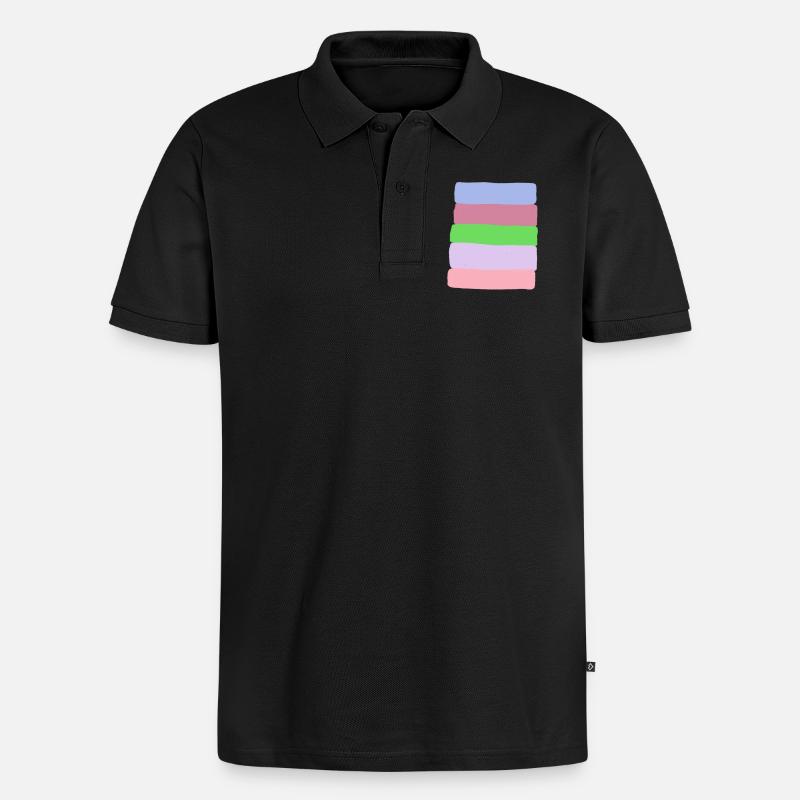 Pastellstreifen-Stack - Männer Premium Bio Polo Shirt - Schwarz