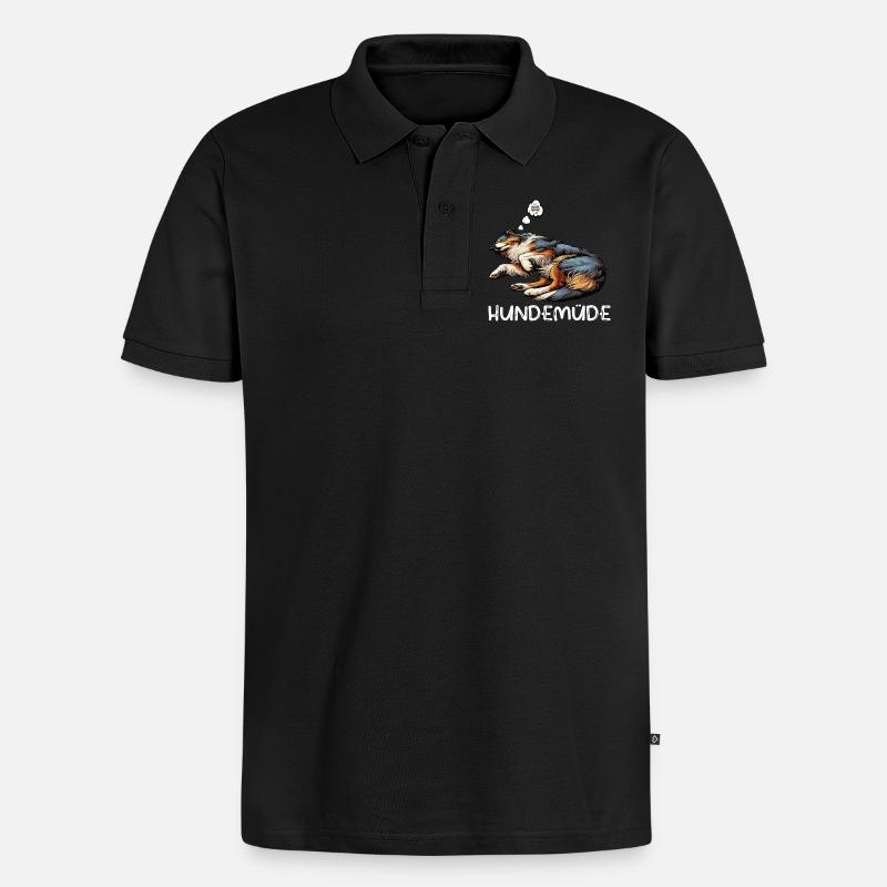 Hundemüde Australian Shepherd Aussie Aussiehalter - Männer Premium Bio Polo Shirt - Schwarz