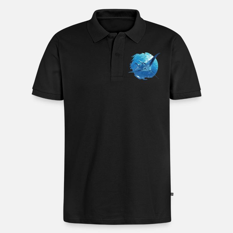 Rochen Mantarochen - Männer Premium Bio Polo Shirt - Schwarz