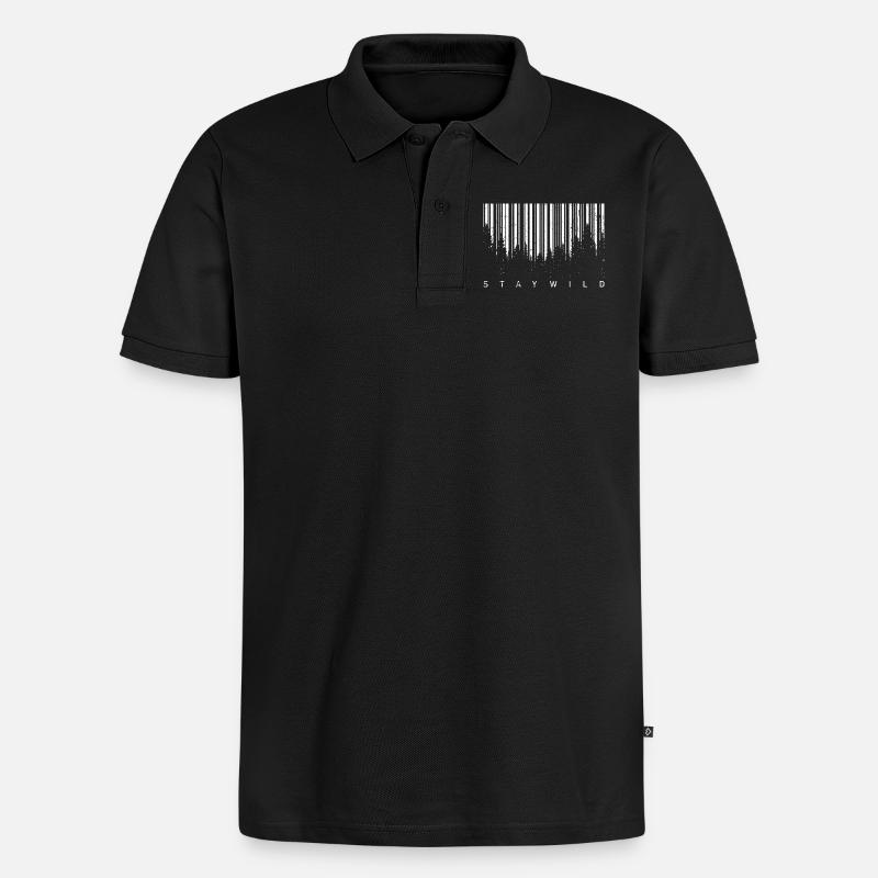 Wald-Barcode-Silhouette - Männer Premium Bio Polo Shirt - Schwarz