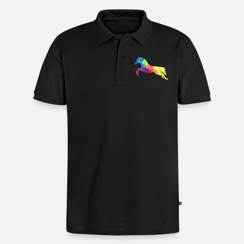Springendes Pferd - Männer Premium Bio Polo Shirt - Schwarz