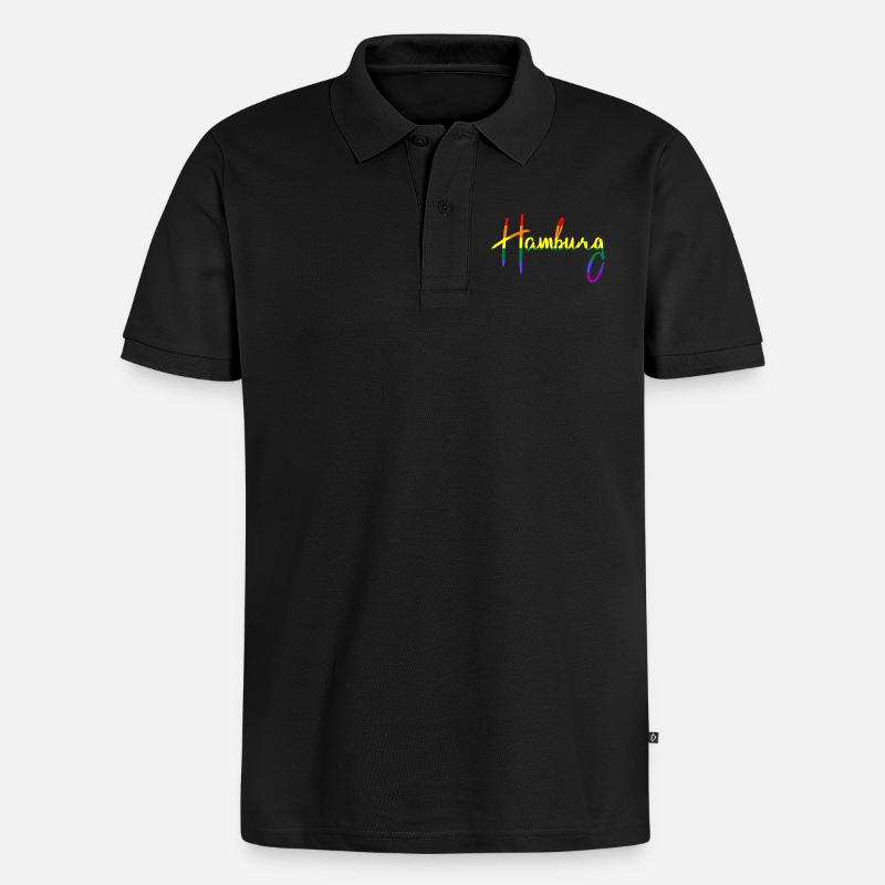 Hamburg - Regenbogen - Regenbogenfarben - Männer Premium Bio Polo Shirt - Schwarz