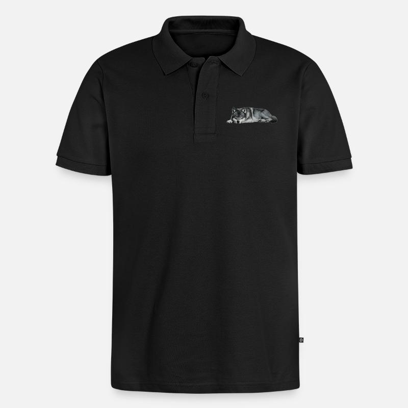 wolf - Männer Premium Bio Polo Shirt - Schwarz