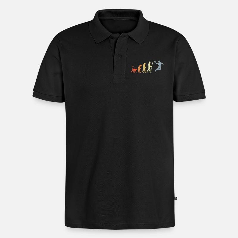 Evolution Handballer - Männer Premium Bio Polo Shirt - Schwarz