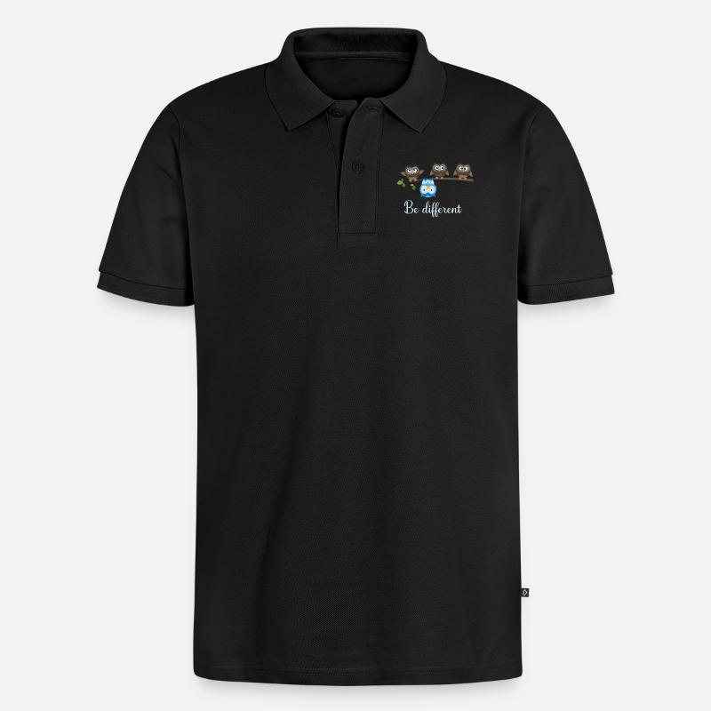 Be Different Eule - Männer Premium Bio Polo Shirt - Schwarz