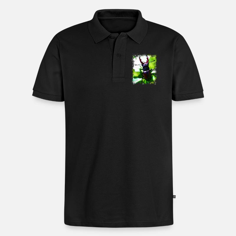 Hirschkäfer - Männer Premium Bio Polo Shirt - Schwarz