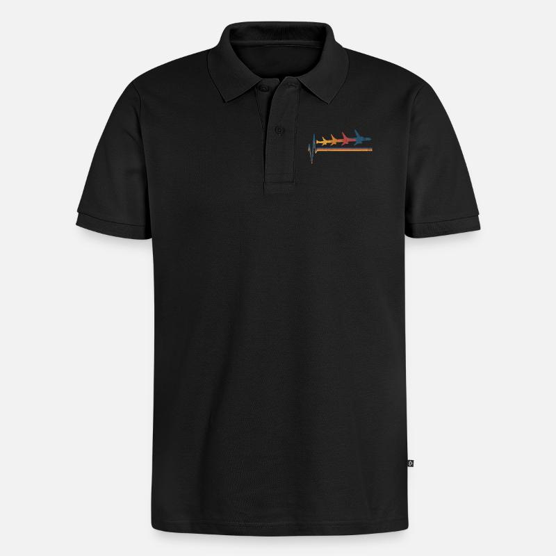 Flugzeug Flieger Luftfahrt - Männer Premium Bio Polo Shirt - Schwarz