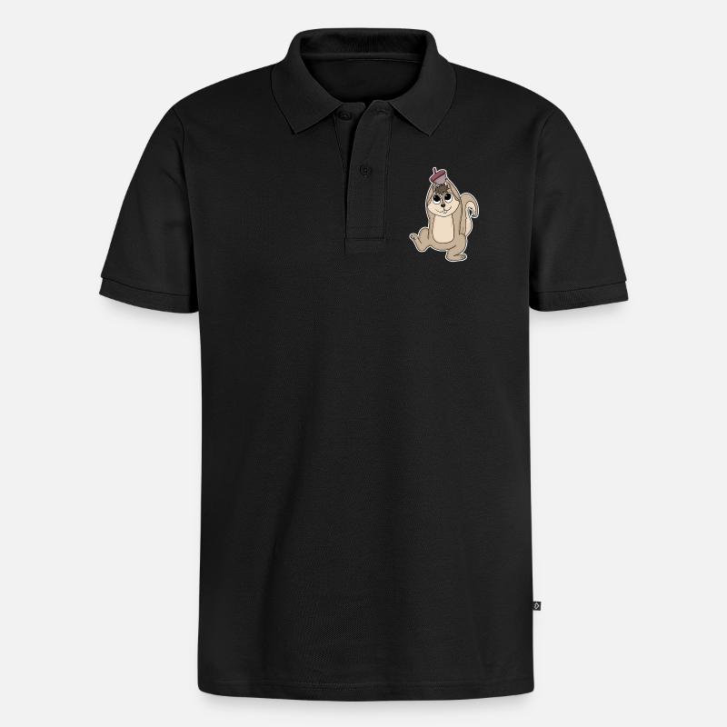 Eichhörnchen - Männer Premium Bio Polo Shirt - Schwarz
