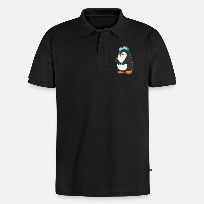 Caméra Pingouin - Polo bio Premium Homme - noir