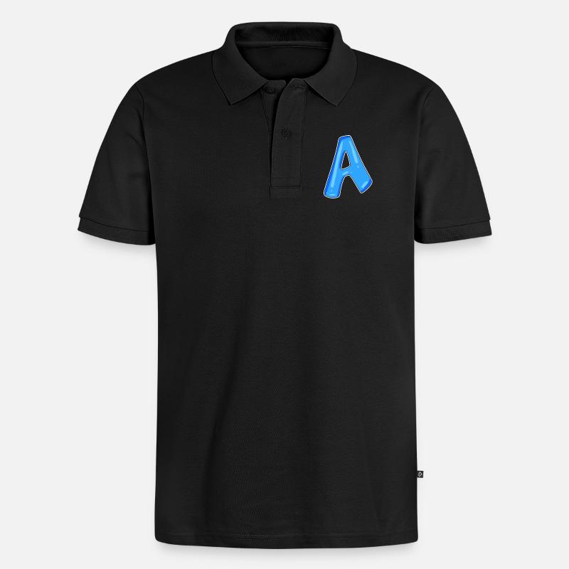 Buchstabe A Anfangsbuchstabe - Männer Premium Bio Polo Shirt - Schwarz