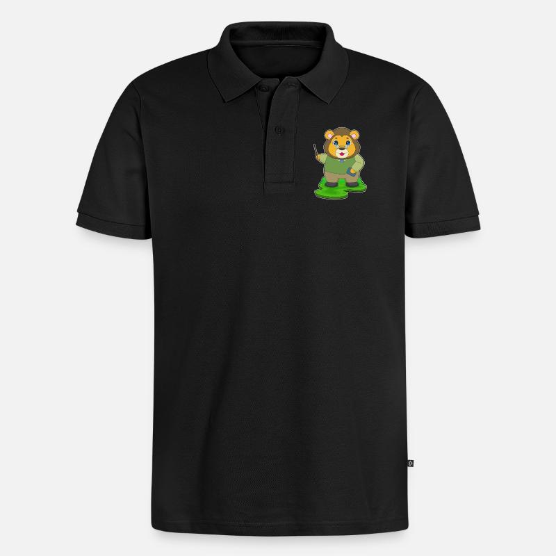 Löwe Lehrer Pointer - Männer Premium Bio Polo Shirt - Schwarz