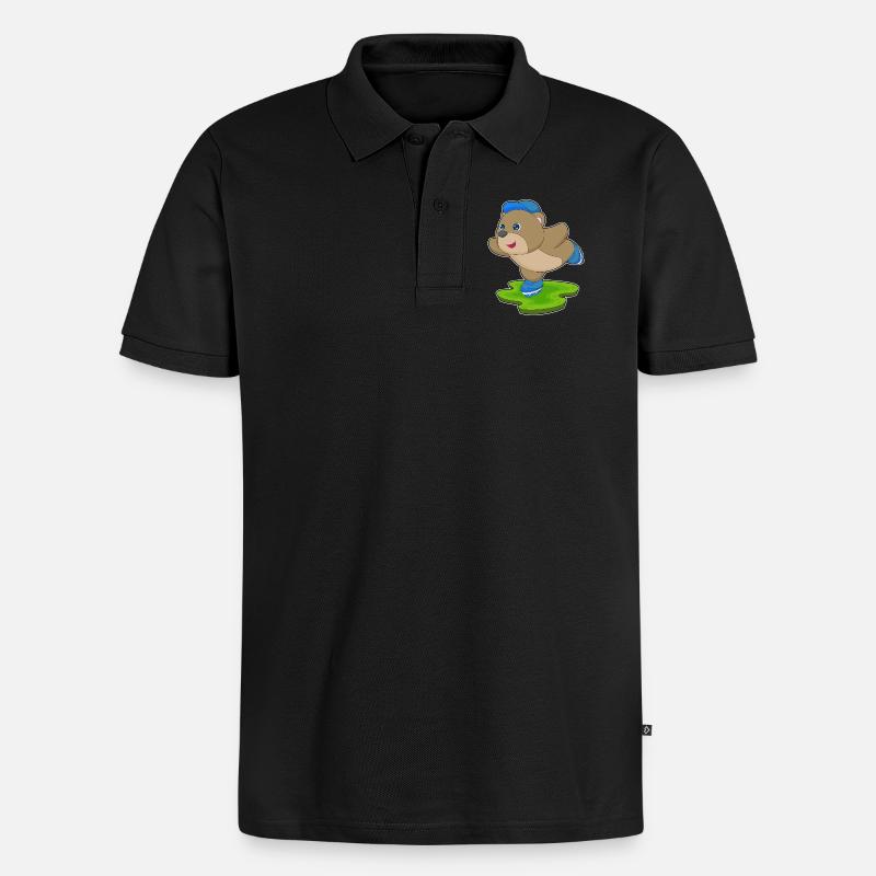 Bär Inline skating Rollschuhe - Männer Premium Bio Polo Shirt - Schwarz