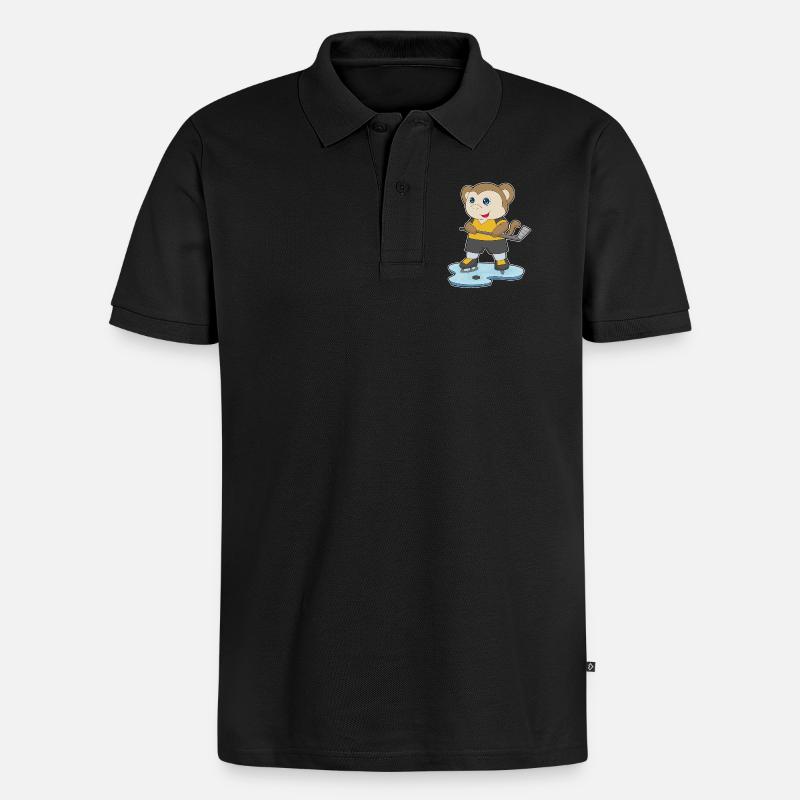 Affe Eishockey Eishockeyschläger - Männer Premium Bio Polo Shirt - Schwarz