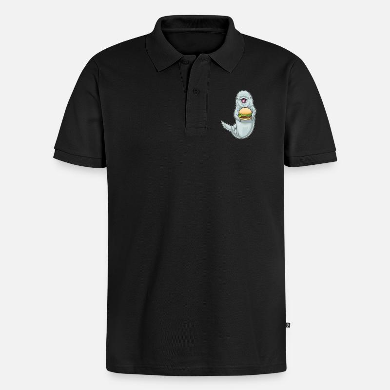 Delfin Cheeseburger - Männer Premium Bio Polo Shirt - Schwarz