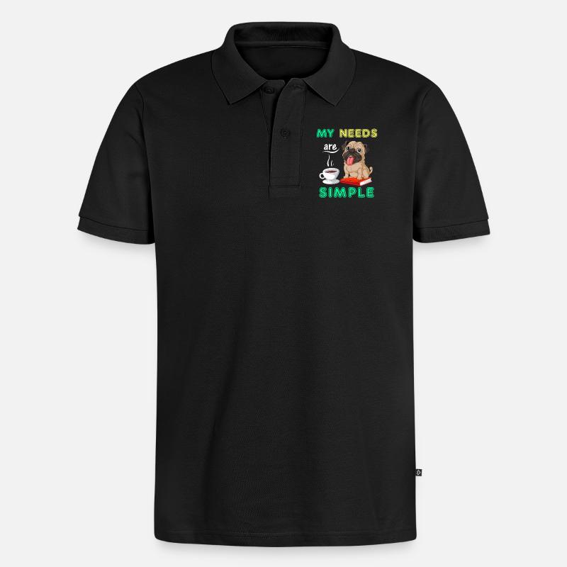 Mops Bücher Kaffeeshirt - Männer Premium Bio Polo Shirt - Schwarz