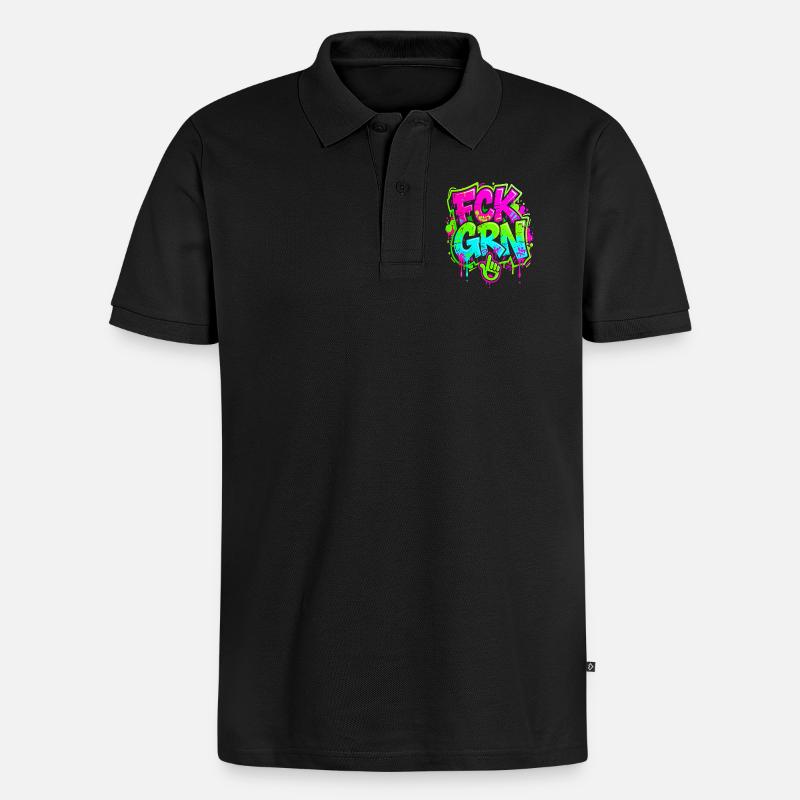 FCK GRN Graffiti  - Männer Premium Bio Polo Shirt - Schwarz