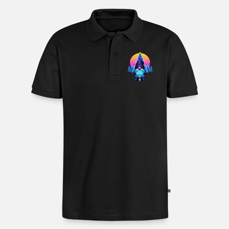 Cyberpunk Code Wichtel - Synthwave Xmas Nerd - Männer Premium Bio Polo Shirt - Schwarz