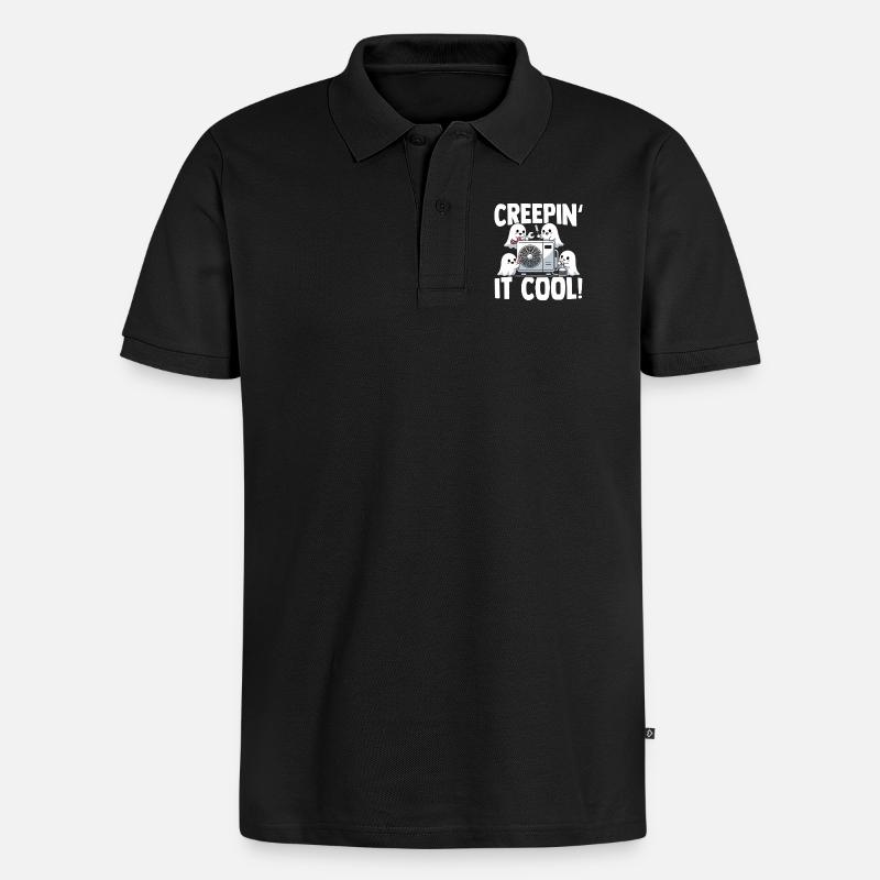 Gruseliger HVAC Geist Geschenk Klima Techniker - Männer Premium Bio Polo Shirt - Schwarz