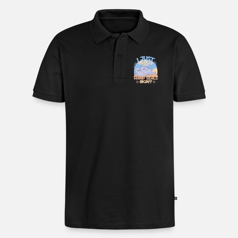 Sattelrobbe Robben Really Like Harp Seals - Männer Premium Bio Polo Shirt - Schwarz