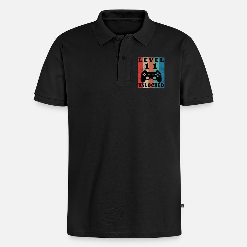 Level 11 Freigeschaltet Controller - Männer Premium Bio Polo Shirt - Schwarz