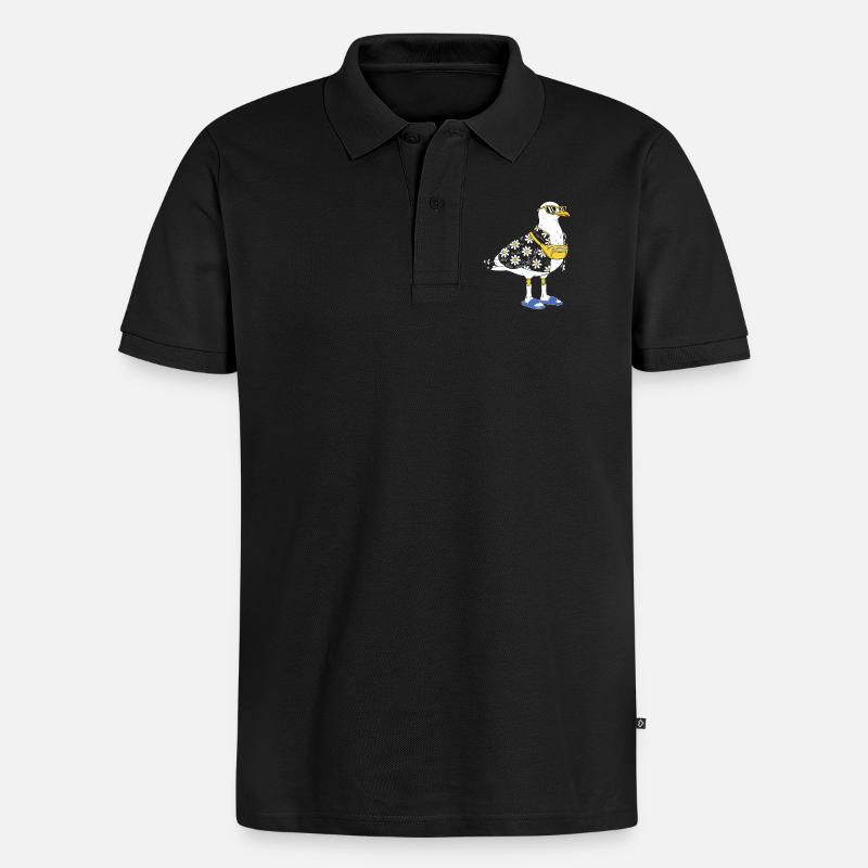 Gänseblümchen-Seemöwe im Sommerlook - Männer Premium Bio Polo Shirt - Schwarz