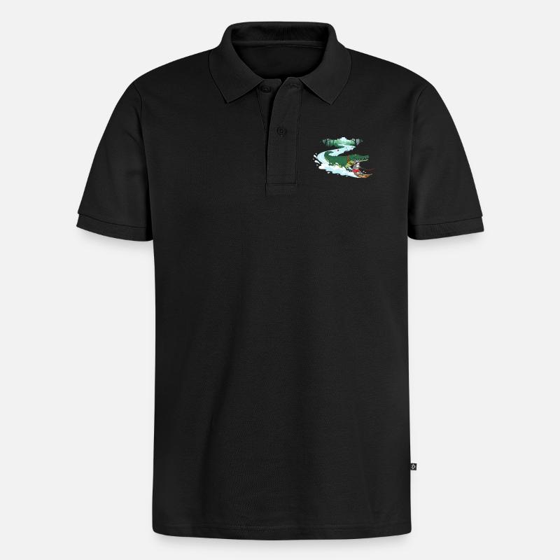 Crocodile Surfeur et Compagnon Chat - Polo bio Premium Homme - noir