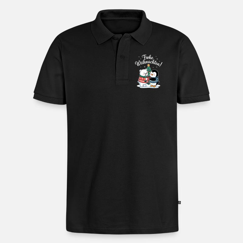Eisbär Pinguin Weihnachtspullover süß Weihnachten - Männer Premium Bio Polo Shirt - Schwarz
