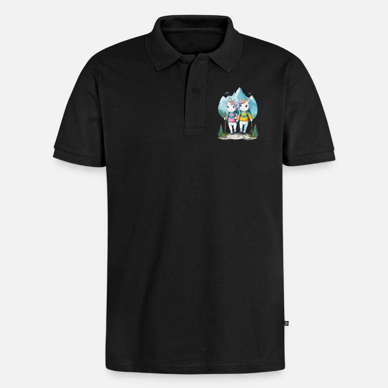 Wanderer Einhörner - Männer Premium Bio Polo Shirt - Schwarz