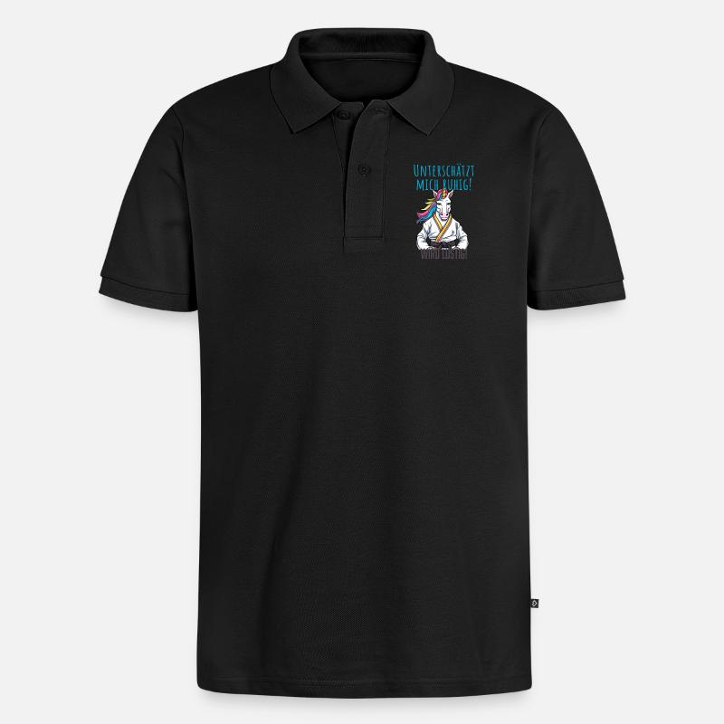 Karate Einhorn - Männer Premium Bio Polo Shirt - Schwarz