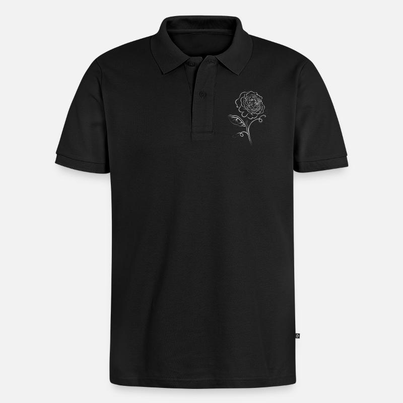 Rose fleur blanc élégant - Polo bio Premium Homme - noir