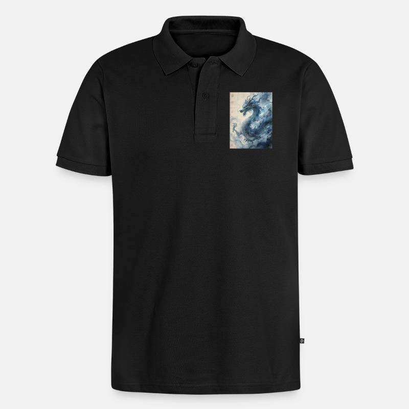 La Nuit Constellée : Dragon Bleu – Éther - Polo bio Premium Homme - noir