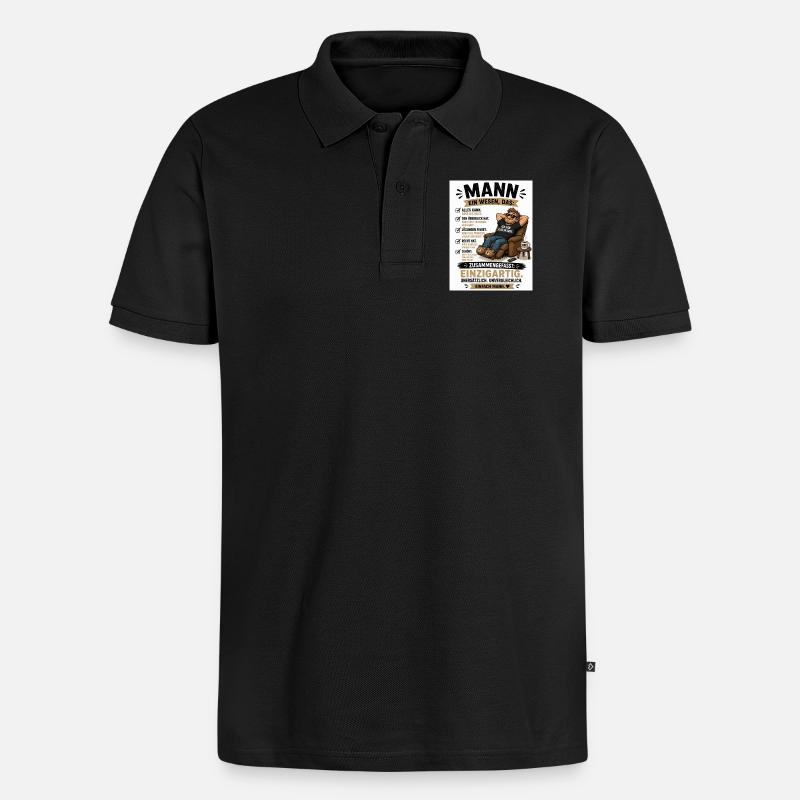 Mann: Einzigartig, unverwechselbar - Männer Premium Bio Polo Shirt - Schwarz