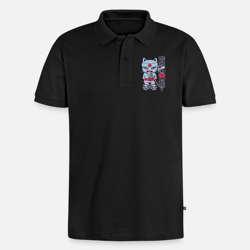 Chat mouraï flex - Polo bio Premium Homme - noir