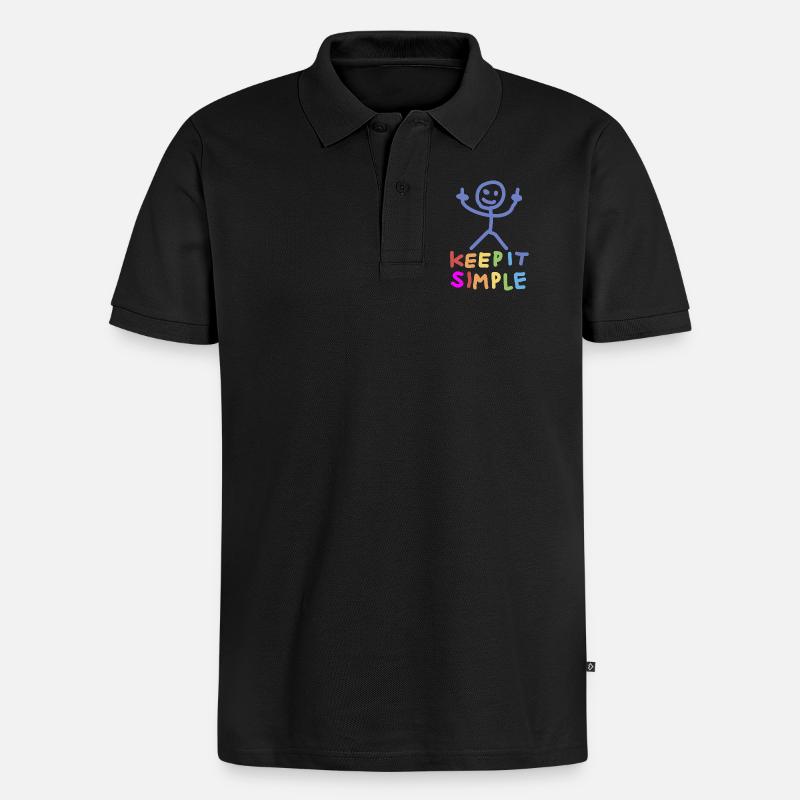 Strichmännchen Mittelfinger - Männer Premium Bio Polo Shirt - Schwarz