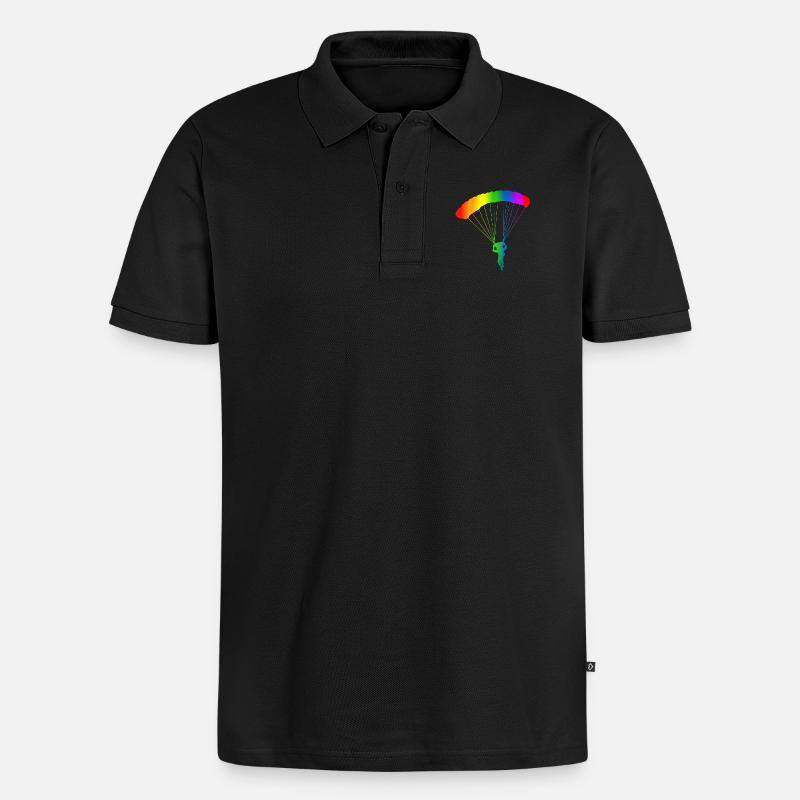 Bunter Fallschirm Regenbogen - Männer Premium Bio Polo Shirt - Schwarz